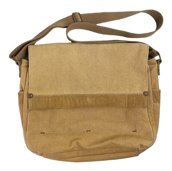 Fossil Tan Canvas Crossbody Messenger Bag - Vintage - Foldover - Picture 14 of 15